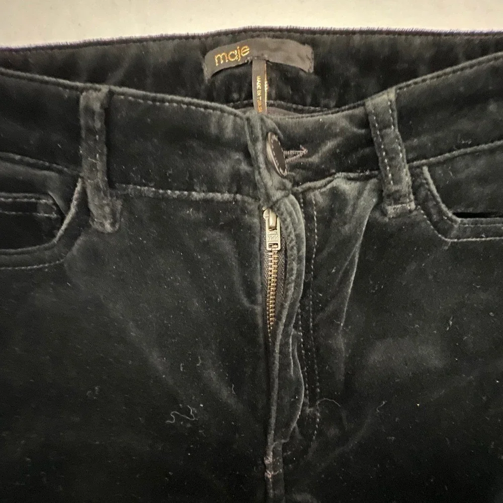 Maje Velvet Black Trousers Pants Jeans 34 XS‎ Grunge Old Money Classic Basic